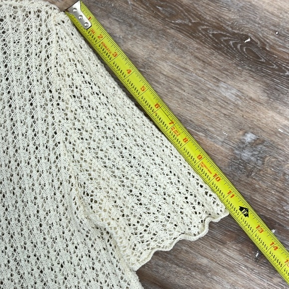 VTG Limited Made in Italy Crochet Summer Sweater Open Knit Women's Large Cream - Picture 9 of 11